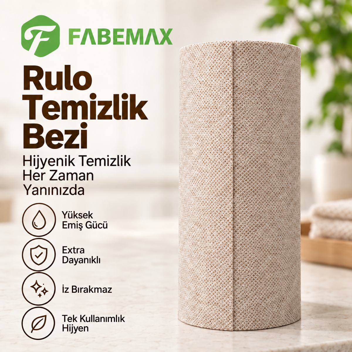 Fabemax Kullan At Temizlik Bezi Havlusu Kahverengi