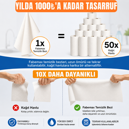 Fabemax Kullan At Temizlik Bezi Havlusu Beyaz
